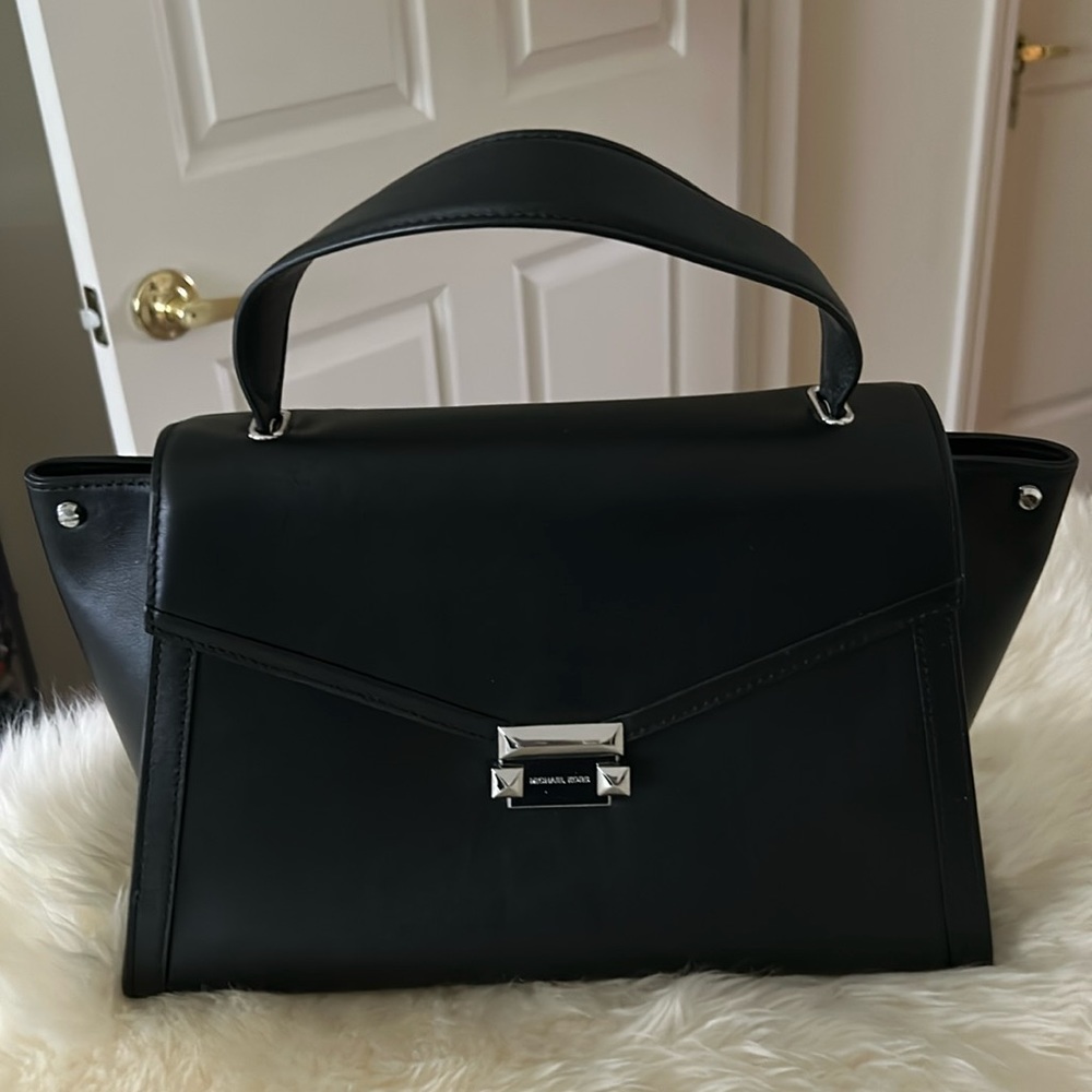 Michael Kors Whitney Large Top Handle Leather Satchel in Black